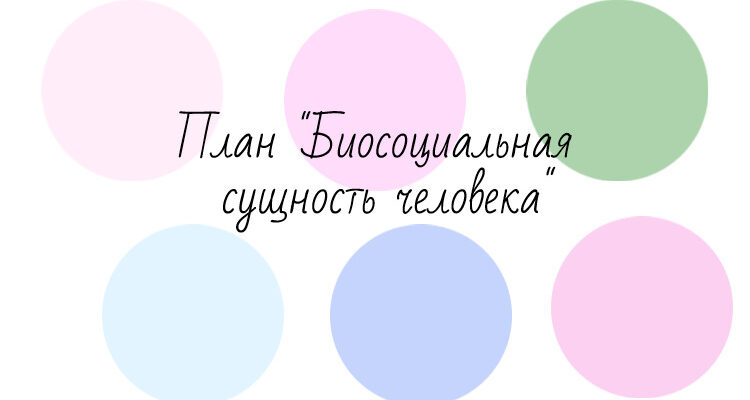 План "Биосоциальная сущность человека"
